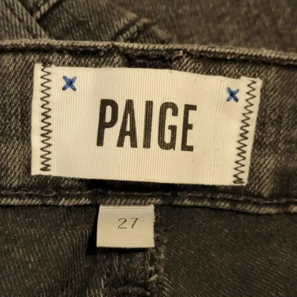 PAIGE Verdugo Mid Rise Ankle Crop Skinny Jeans Black Smoke Size 27 Chic